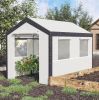 10' L x 7' W x 7' H Outdoor Walk-In Tunnel Greenhouse Garden Warm Hot House with Roll Up Windows;  Zippered Door;  & Weather Cover - white