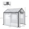 8' L x 6' W x 7' H Outdoor Walk-In Tunnel Greenhouse with Roll-up Windows;  2 Zippered Doors;  & Weather Cover - white