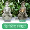 Meditating Sitting Buddha Solar Lights Outdoor Garden Patio Statue Light Decor - gray