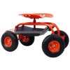 Rolling Garden Scooter Garden Cart Seat with Wheels and Tool Tray; 360 Swivel Seat; Red - as Pic