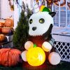 5 Feet Halloween Inflatable Unicorn Skeleton with Pumpkin Lantern - as show