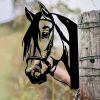 1PC Peeping Horse Outdoor Wall Decor; Iron Metal Farm Animal Silhouette Outdoor Garden Fence Ornament; For Farm Fance Yard Decor - Black