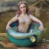 Halloween Ornament 2022,Garden Ornament Sculpture Decoration Resin Mermaid Bowl Ocean Goddess Sculpture Craft Ornament - blue
