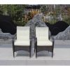 2-Piece Liberatore Dining Chairs with Cushions (Beige Cushion) - Wicker/Rattan