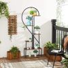 Artisasset 6 Layers Half Heart Iron Wood Suitable For Garden Balcony Patio Lawn Home Decoration Plant Stand Flower Pot Stand Iron Flower Stand Black -