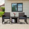 Cpintltr 3 Pieces Outdoor Patio Wicker Furniture Sets Patio Conversation Sets PE Rattan Chair with Soft Cushions Lawn Poolside Chairs for Balcony Gard
