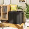 32 Gallon Outdoor Resin Wicker Deck Storage Box; Black - black - Resin