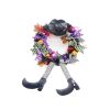 Halloween Decor Wreath Witch Legs Hanging Witch Wired Ribbon Wreath Door Decor - COLOR 1