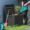All Weather 28 Gallon Patio Deck Box with Seat - black - Resin
