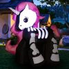 5.5 Feet Halloween Inflatables Skeleton Unicorn with Built-in LED Lights - as show