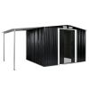 Garden Shed with Sliding Doors Anthracite 152"x80.7"x70.1" Steel - Grey