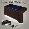 4pcs Solar Wall Light Garden Outdoor; Waterproof Stair Lights With Light Control; For Garden Yard Porch Wedding Party Decor - Brown Shell [white Light