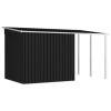 Garden Shed with Extended Roof Anthracite 136.2"x76"x71.3" Steel - Grey