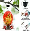 Garden Hummingbird Feeder with Perch - Hand Blown Glass - Red