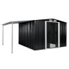 Garden Shed with Sliding Doors Anthracite 152"x102"x70.1" Steel - Grey
