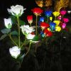 LED Solar Rose Orchid Flower Light Outdoor Garden Waterproof Simulation Lawn Lamp Wedding Party Christmas Decor Landscape Light - 7 head orchid purple