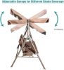 Outdoor 2-Seat Swing with Teapoy Weather Resistant Canopy Powder Coated Steel Frame Patio Swinging Hammock with  Stand and Removable Cushion - coffee
