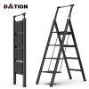 DATION 4 Step Ladder;  Retractable Handgrip Folding Step Stool with Anti-Slip Wide Pedal;  Aluminum Step Ladders 4 Steps;  300lbs Safety Household Lad