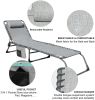 Set of 2 Outdoor Chaise Lounge with Detachable Pocket and Pillow;  Portable Adjustable Patio Sun Lounge Chair for Garden; Beach;  Sunbathing - grey