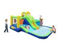 7 in1 Inflatable slide water park bouncing house outdoor garden bouncer with Whack a mole games & Splash pool & Target games & Water gun & Climbing wa