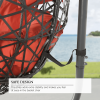 Hanging Egg Chair Outdoor Indoor Patio Swing Chair with UV Resistant Cushion Wicker Rattan Hammock Basket Chair with Stand (Turqoise) - Red