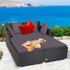 Spacious Outdoor Rattan Daybed with Upholstered Cushion - gray
