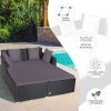 Spacious Outdoor Rattan Daybed with Upholstered Cushion - gray