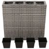 Garden Raised Bed with 4 Pots Poly Rattan Gray - Grey