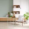 Folding Tray Metal Side Table, Sofa Table Small Round End Tables, Anti-Rust and Waterproof Outdoor or Indoor Snack Table, Accent Coffee Table - Green