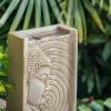 Indoor&Outdoor Water fountain Buddha design Polyresin Garden Lawn With LED Light - as Pic