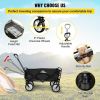 Collapsible Wagon Cart ; Folding Wagon Cart ;  176 lbs Load Beach Wagon Oversized Wheels;  Portable Folding Wagon Adjustable Handles for Beach;  Garde