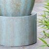 32"Tall Cement Urn Fountain Gray Green Tranquility Lawn Water Feature for Backyard or Garden - as Pic