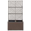 Trellis Raised Bed with 2 Pots 22.8"x11.8"x42.1" Poly Rattan Brown - Brown