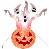 Happy Halloween Inflatable Spoof Ghost Yard Decoration With LED Lights - White - 6 FT