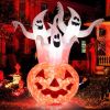 Happy Halloween Inflatable Spoof Ghost Yard Decoration With LED Lights - White - 6 FT