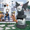 Happy Halloween Inflatable Spoof Ghost Yard Decoration With LED Lights - Grey - 8.2 FT