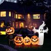 Happy Halloween Inflatable Spoof Ghost Yard Decoration With LED Lights - White & Pumpkin - 7.5 FT