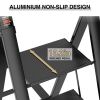 3 Step Ladder;  Retractable Handgrip Folding Step Stool with Anti-Slip Wide Pedal;  Aluminum Stool Ladders 3 Steps;  300lbs Safety Household Ladder -