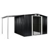 Garden Shed with Sliding Doors Anthracite 152"x80.7"x70.1" Steel - Grey