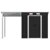 Garden Shed with Extended Roof Anthracite 136.2"x47.6"x71.3" Steel - Grey