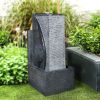 24.4inches Cascading Water Fountain with Led Lights Indoor/Outdoor Modern Sphere &amp; Column Water Feature for Office Home Garden Patio Decor - as Pi