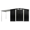 Garden Shed with Sliding Doors Anthracite 152"x102"x70.1" Steel - Grey