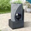 24.4inches Cascading Water Fountain with Led Lights Indoor/Outdoor Modern Sphere &amp; Column Water Feature for Office Home Garden Patio Decor - as Pi