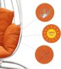 Indoor Outdoor Hanging Egg Swing Chair with Cushion and C Stand;  Egg Shaped Hanging Swing Chair;  Egg-Shaped Hammock Swing Chair Single Seat - Orange