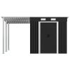 Garden Shed with Extended Roof Anthracite 136.2"x76"x71.3" Steel - Grey