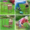 Folding Garden Kneeler Seat Foldable Bench Stool Soft Kneeling Pad w/ Tool Pouch;  Coffee Brown - KM3427-C-LM