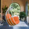 Aluminum Egg Chair; Hanging Swing Chair with Thickness Cushion for Indoor; Outdoor; Garden; Patio - Orange