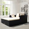 Spacious Outdoor Rattan Daybed with Upholstered Cushion - White