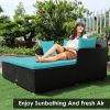 Spacious Outdoor Rattan Daybed with Upholstered Cushion - Turquoise