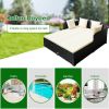Spacious Outdoor Rattan Daybed with Upholstered Cushion - White
